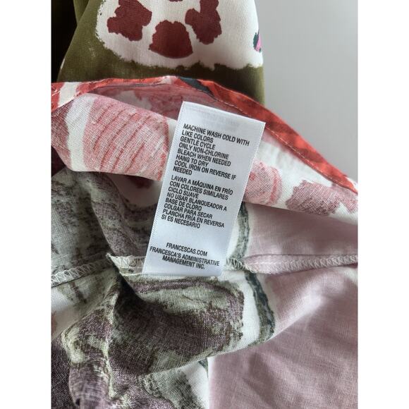 Francescas Maxi Dress Womens Small Pink Green Linen Blend Floral Mara Palm Print - Picture 7 of 13